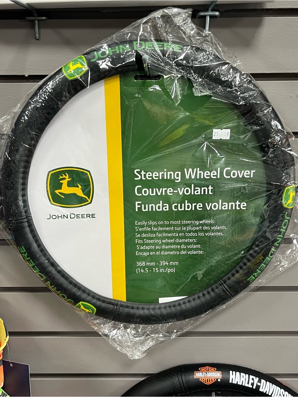 John Deere Black and Green Steering Wheel Cover